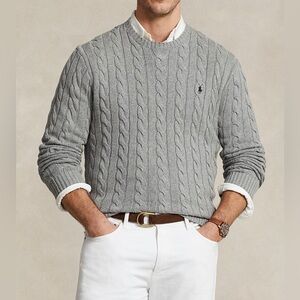 Polo by Ralph Lauren Light Gray Cable Knit Sweater